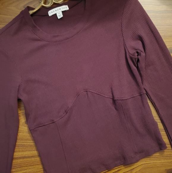 Dark plum exposed seam corset top - Picture 5 of 5